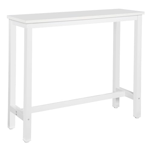 WOLTU Mesa de Bar de Bistro de Comedor con Estructura de Metal, MDF, 120x40x100cm (WxDxH) Blanco