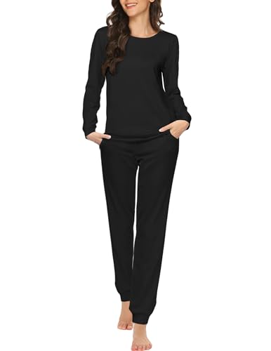 Ekouaer Damen Schlafanzug Langarm Baumwolle Pyjamas Set Zweiteiliger...