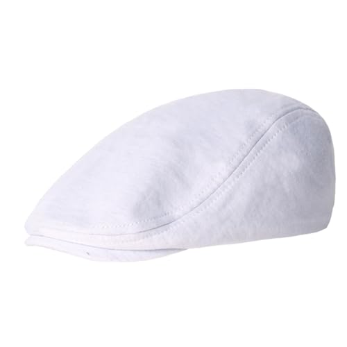 Reyox Unissexo boné plano boina vintage gorro Ivy de algodão, Branco 2, Tamanho único