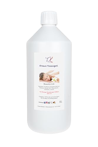 Aceite de masaje aromático para masajes, fisioterapia, bienestar y mucho más, calidad medicinal (1l, Beautiful Life)