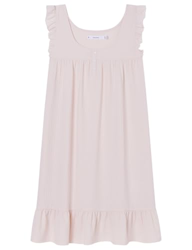 Chemise de nuit femme confortable rose vêtement de nuit manches longues