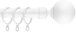 Curtain Poles Metal Plain ball finials Extendable Curtain Pole 120 cm to 300 cm White Adjustable Curtain Rod 19mm Diameter Curtain tracks