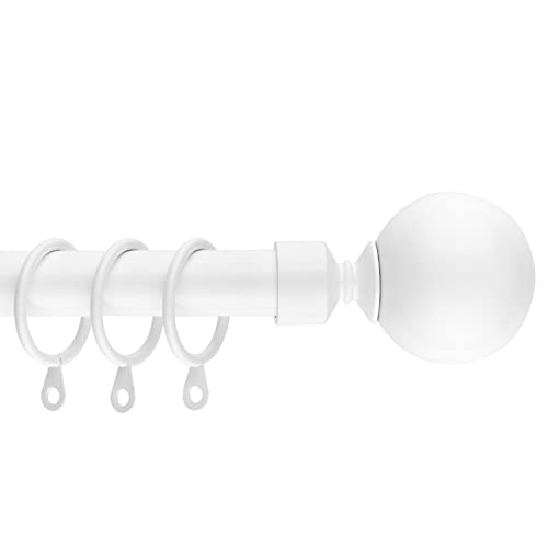 Curtain Pole Metal Plain ball finials Extendable Curtain Pole Set 70 cm to 120 cm White Curtain Pole 19 mm Diameter Adjustable Curtain Rod
