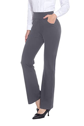 Ztn Women'S High Waist Pull-On Dress Pants Elegant Tummy Control Pants For Work Business Casual Office Trousers With 4 Pockets Dark Grey2 Xl thumb #1