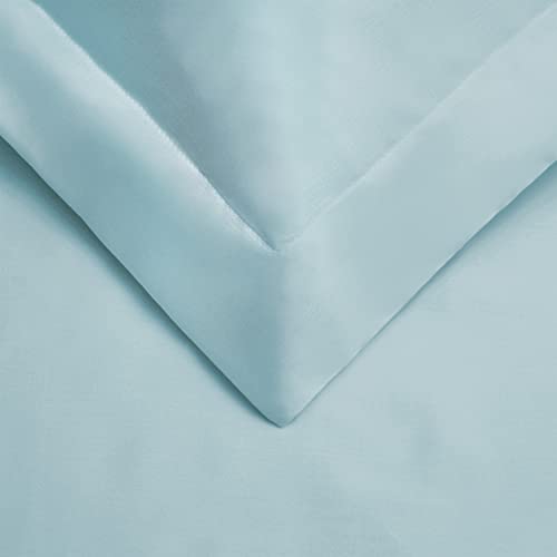 Édredon 229x234 cm en coton 3 pièces bleu clair uni lit 2 personnes