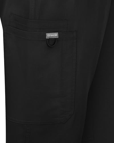 Image of COMENII Scrubs for Women, Knit Yoga Waistband Straight Leg Cargo Pants, Classic Fit Womens Scrubs Pants