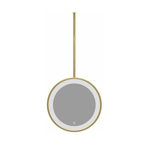DTUcacochymic Espejo de tocador Redondo con luz LED para Pared, 3 Colores, Regulable, Flotante, Decorativo, Grande, Dorado, 50 x 50 cm.