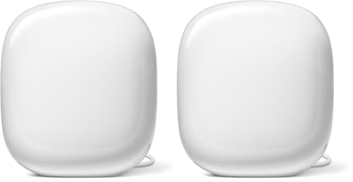 Image of Google Nest WiFi Pro - Wi-Fi 6E - Reliable Home Wi-Fi System with Fast Speed and Whole Home Coverage - Mesh Router - Snow (Pack of 2)