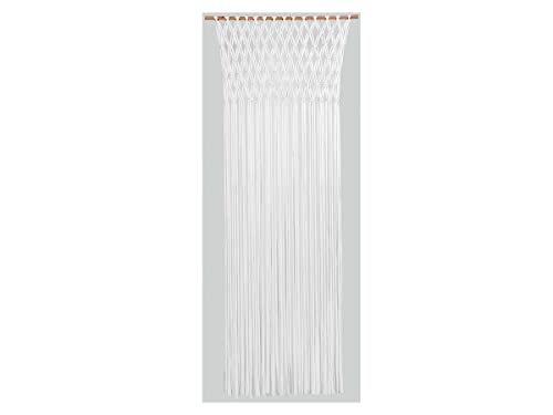 MOREL Rideau de Porte Tressage macramé en Jersey de Coton - Coloris Blanc - 90 x 200 cm