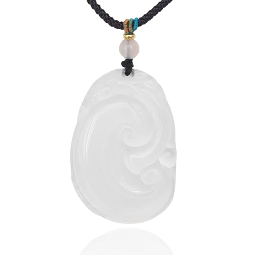 Handmade Natural Jade Stone Pendant Necklace for Women & Men – Healing Jade Jewelry with Chakra Energy, Attract Wealth, Luck & Health, Spiritual Unisex Gift for Prosperity (Everything Goes Well)