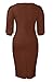 ZVO Brown Elegant Church Dress for Women 3/4 Sleeve Pencil Dress Fashion Crew Neck Midi Dress High Waist Office Work Outfits