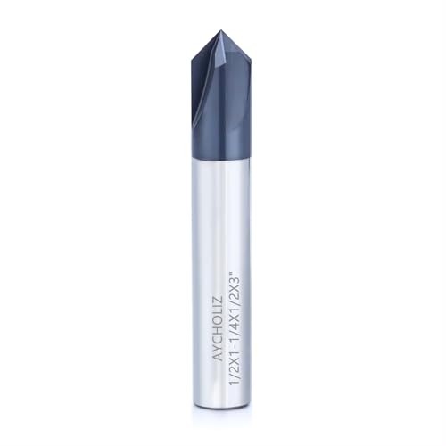 Carbide Chamfer End Mill 90 Degree 1/2" Shank Dia - V Groove, AlTiN Coated 4 Flute - for Alloy Steels,Hardened Steels