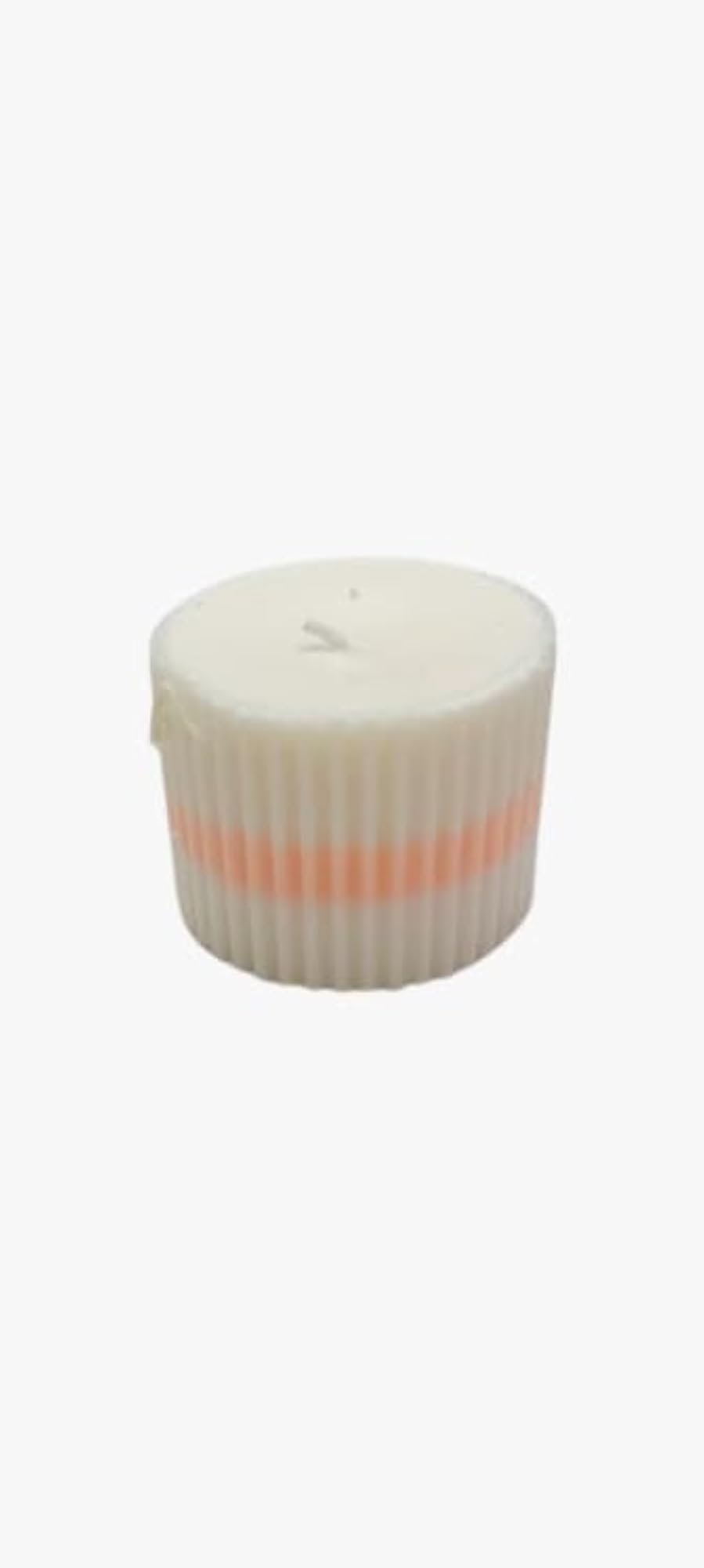 Decorative Ribbed Pillar Candle, White with Pink Gradient, Scented Wax
