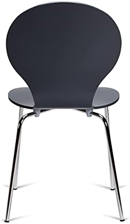 4 Keeler Style Kimberley Chrome and Metal Stackable Dining Chairs Choice of Red Green Slate Grey White Black or Natural - Kitchen Cafe Bistro Style Stacking Chairs (Slate Grey)