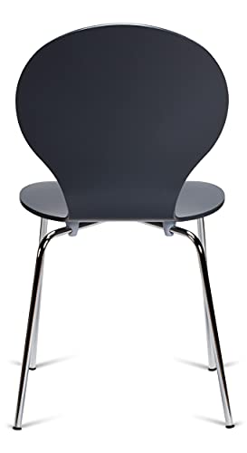 4 Keeler Style Kimberley Chrome and Metal Stackable Dining Chairs Choice of Red Green Slate Grey White Black or Natural - Kitchen Cafe Bistro Style Stacking Chairs (Slate Grey)