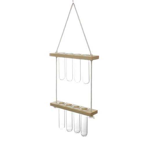 Soulnioi 2 Tiered Plant Terrarium Glass Plante/Test Tube Vase Glass Planter/Hanging Plant Glass/Wooden Frame Hydroponic Vase For for Hydroponic Plants(INCLUDE 8PCS tube)