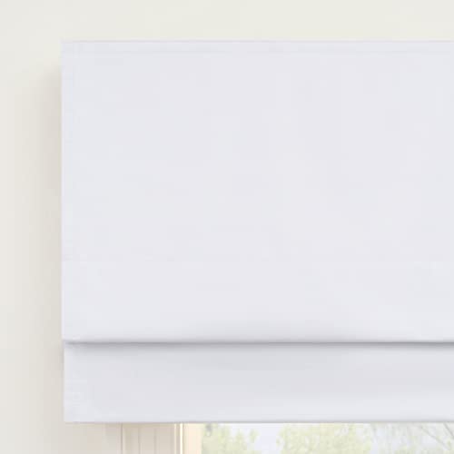 Eclipse Faux Silk Total Privacy Blackout Cordless Lined Window Roman Shade For Living Room, 35 In X 64 In, White #TOP3