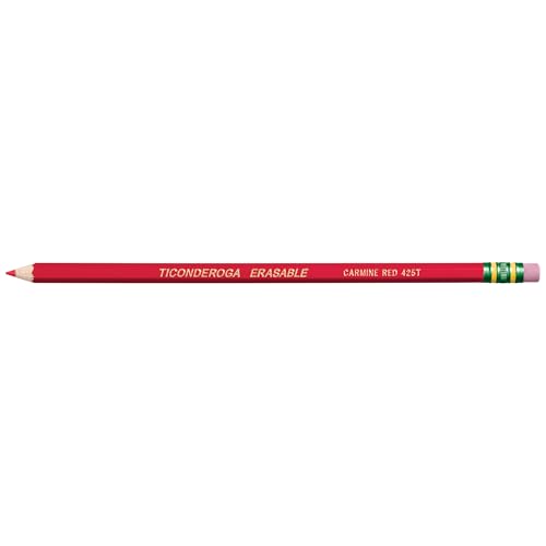 Image of TICONDEROGA Erasable Checking Pencils, Pre-Sharpened with Eraser, Red, Pack of 2 (13901)