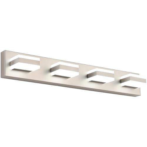 SOLFART Bathroom Vanity Lights Brushed Nickel Light Fixtures for Bathroom Above Mirror 4 Light Led Lights Bath Lighting Fixture Nickel by SOLFART - Used condition - US$70.18