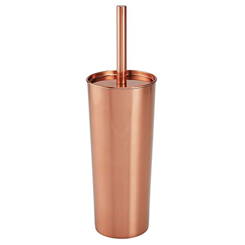 mDesign brosse WC fine en inox – porte brosse WC classique pour salle de bain ou WC d’invités – brosse toilette avec support à brosse pratique – rose doré