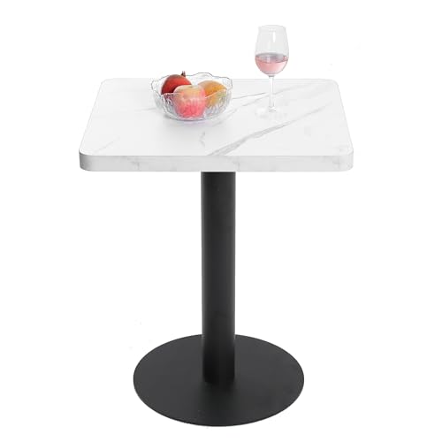 Mingone Esstisch 60cm Klein Küchentisch Esszimmertisch mit Marmor Tischplatte Tisch Quadratischer mit Metallbein für Wohnzimmer Esszimmer Weiß