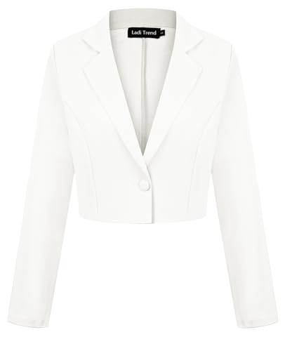 LADI TREND Blazer court à un bouton pour femme, blazer à revers cranté décontracté, élégant, classique, manches longues, vêtement de travail à revers,...