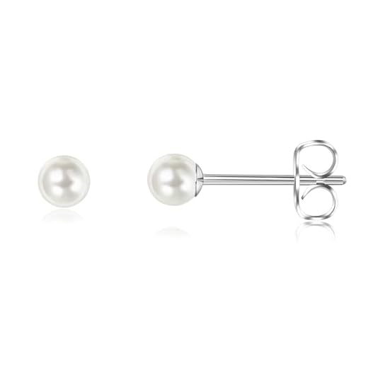 Titan Ohrringe Hypoallergen Perlenohrringe Damen Mädchen G23 Titan Ohrstecker Perlen Ohrstecker 4mm