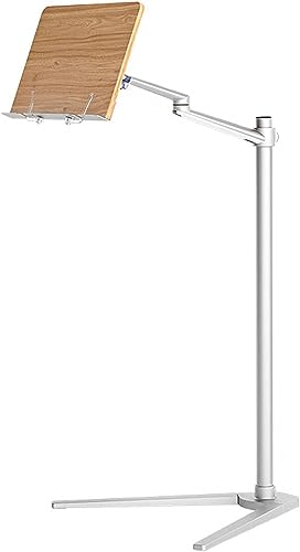 Atril de música y soporte for libros de doble uso, soporte for libros de piso de altura ajustable con clips de página for libros de cocina, partituras