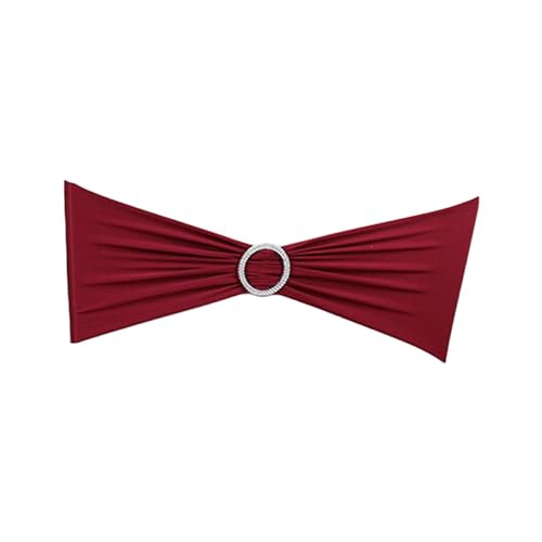 BEALIFE 50 Pack/Lote Banda de Cubierta de Silla Multicolor con Hebilla Deslizante Fajas Lazo Premium para Tela de Boda Decorativa y Protectora, Vino Rojo