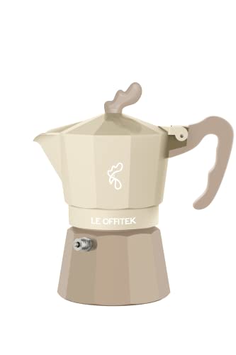 Le Offitek Caffettiera colorata 3 TZ, Alluminio, Design italiano, Alta qualità, Valvola Anticalcare, Piastrina Filtro Microforata Laser