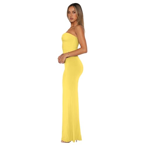 Image of Goafuliy 2 Piece Skirt Sets for Women Summer, Floral Sleeveless Tube Top Bodycon Maxi Skirts Y2k Vacation Going Out Outfits