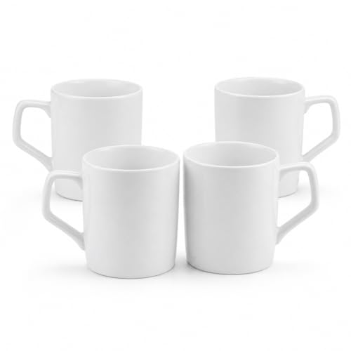 Image of Clay Craft Ceramic Coffee Mug Set - Microwave Safe & Glossy Finish - White - Durable Drinkware for Tea, Coffee, Home, Office & Kitchen Use - 215ml (Set of 4)