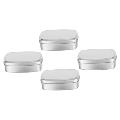 LOLIPPYY 4 Pièces Pot Carré Aluminium Pour Cosmétiques Et Crèmes Boîte De Rangement Carrée Pot De Crème Réutilisable Aluminium