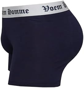 THE VOEM Men's Hip Up Volume Up Cotton Padded Enhancing Butt Trunk Knickers Boxer Short Brief (L, Navy)