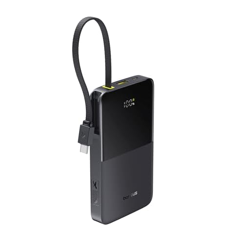 Baseus Picogo AM52 MagSafe Power Bank, Qi2.2 25W 10,000mAh Magnetic Portable Charger, 0.6" Slim 45W USB-C Fast Charging Alloy Wireless Battery Pack, Travel Essential for iPhone 17/16/15/14/1