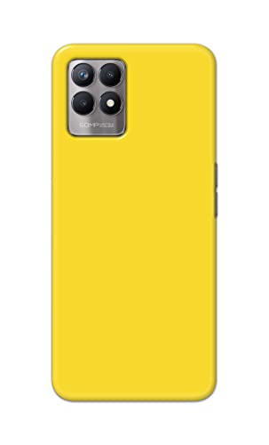 Image of Printed Hard Back Cover Case for Realme 8i Back Cover (Plain Yellow) -1803