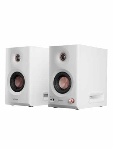 Edifier MR5 aktive Studio-Lautsprecher | Hi-Res 3-Wege Monitor 110 Watt + tri-Amped Crossover | XLR, TRS, RCA + AUX | LDAC-Wireless 24 bit/96 kHz | ConneX-App | EQ + Front-Regler | Weiß