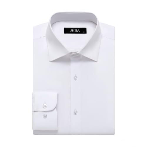 Men's Dress Shirts Stretch Wrinkle-Free Long Sleeve Shirts Solid Business Casual Formal Button Up Shirt