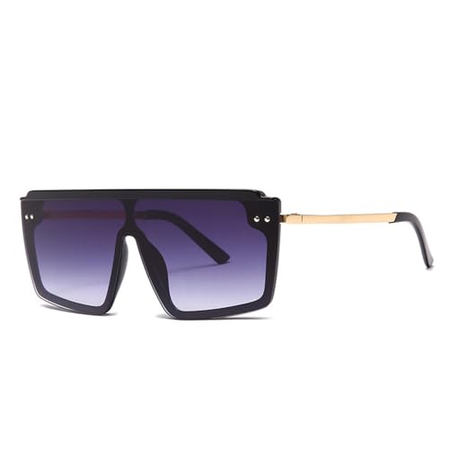 Lunettes de soleil carrées surdimensionnées de luxe finitions vintage et dessus plat élégant