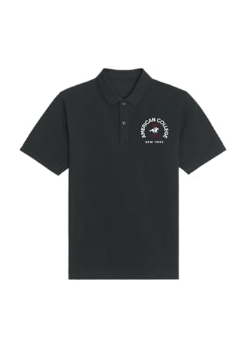 Polo Noir American College USA 10 Ans Décontracté en Maille Respirante