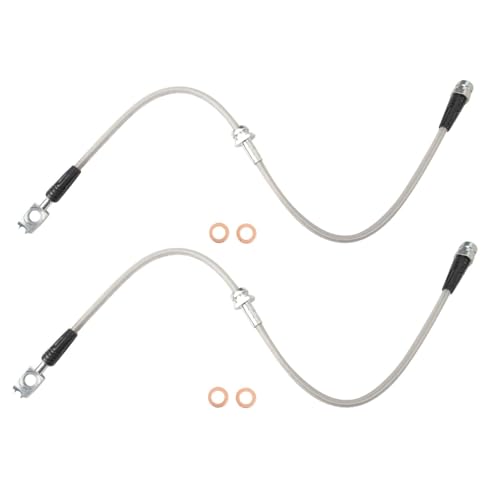 Image of TRQ Front Performance Brake Hose Set Compatible with 2006-2010 Audi A3 2006-2013 A3 Quattro 2006-2014 Volkswagen GTI Jetta 2006-2009 Rabbit