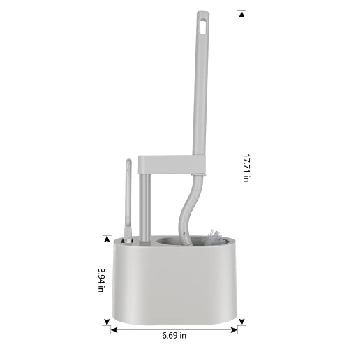 NileHome Double Sided Toilet Brush Combination Toilet Bowl Brush Holder for Bathroom Storage and Organization-Space Saving,Blind Angled,Sturdy,Deep Cleaning - Thumbnail 2