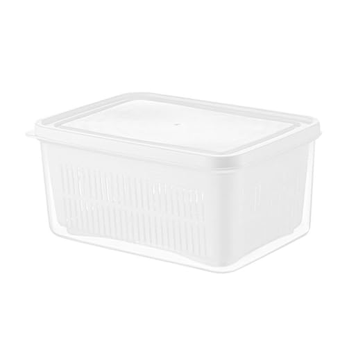Cesta para Lavado de Verduras de Doble Capa con Tapa |Cesta de drenaje a prueba de desechos para cocina |Lavadora/colador/organizador de plástico para frutas y verduras