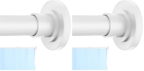 Image of CorkLatta White Shower Curtain Rod 31 to 80 Inch,1 Inch Diameter Adjustable Spring Tension Stainless Steel Telescoping Rod,Easy Install,No Rust (Pack of 2)