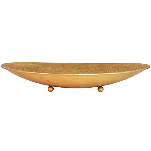 Orientalisches rundes Tablett Schale aus Metall Bombay 42cm groß Gold Antik | Orient Dekoschale mit hoher Rand… – Bild 7
