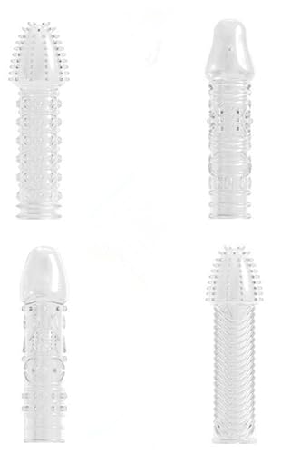 Sponver 4 New Designs Transparent Threaded Condoms Male Adult Lock fine Crystal Sleeve a Set 4 Pieces 7524144163