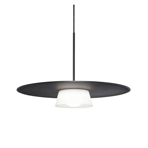 Lampe suspendue circulaire noire en métal style minimaliste pour intérieur
