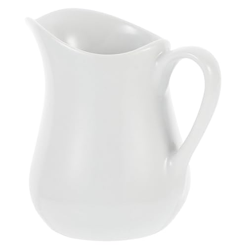 HOLIDYOYO Jarra De Cerámica Con Mango Jarra De Crema De Leche Y Café Jarra Para Servir De 100Ml Jarra De Salsa Cremas De Porcelana Blanca Jarra Para Espumar Leche Jarra De Crema