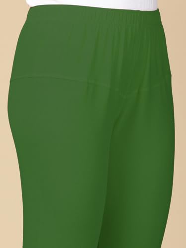 Image of Lux Cozi PYNK Solid Premium Cotton Lycra Churidar Leggings for Women | Regular Fit Elastic Waist Full Length Women Leggings | Free Size