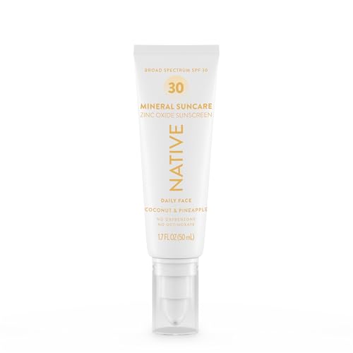 Image of Native Sunscreen SPF 30, Zinc Oxide Dermatologist Tested Suitable for Sensitive Skin & Hawaii Compliant, 1.7 Ounces | Pineapple & Coconut Scent Sun Protection Lotion, Lightweight & Smooth